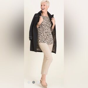 Chico's Animal-Print Bateau-Neck Shirttail-Hem Pullover Sweater sz M / 8